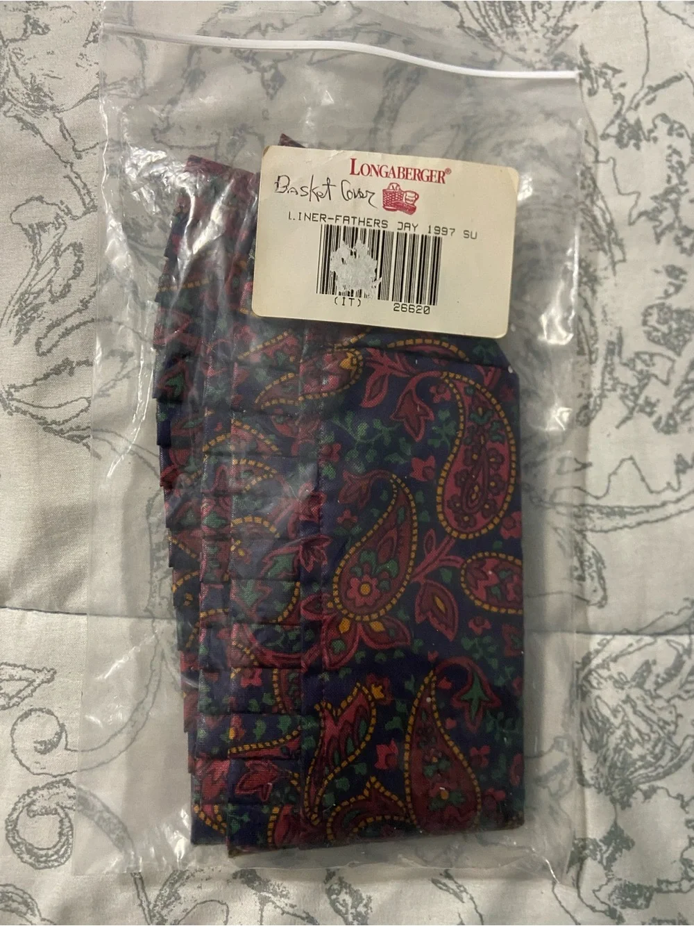 Longaberger Father's Day 1997 Paper Basket Liner-Paisley print-NEW In bag